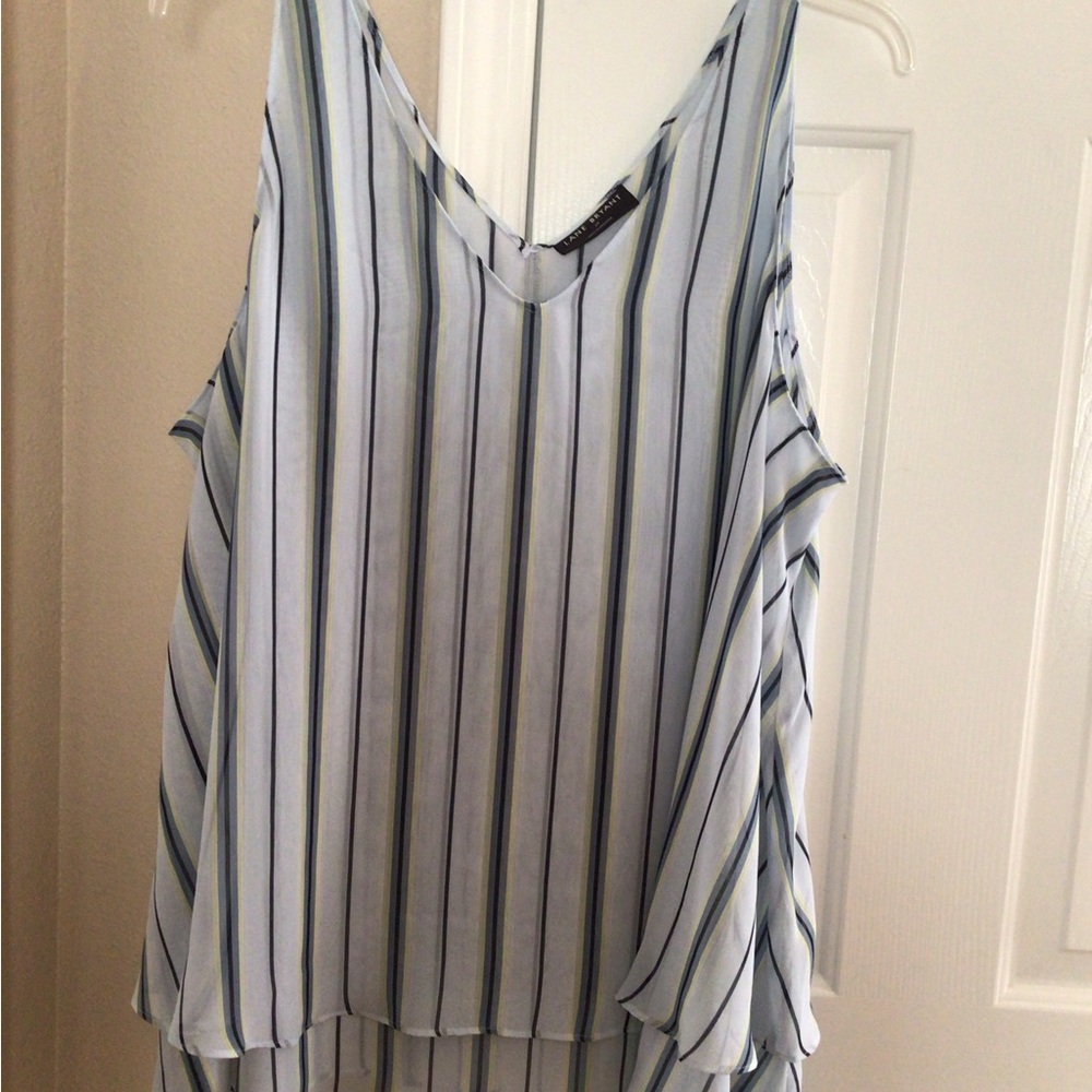 Lane Bryant Blue and Green Striped Blouse